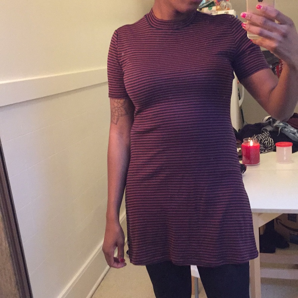 Mock Neck Striped Dress